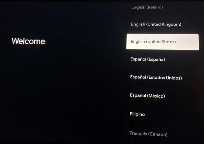 Select the Language - Google TV with Chromecast
